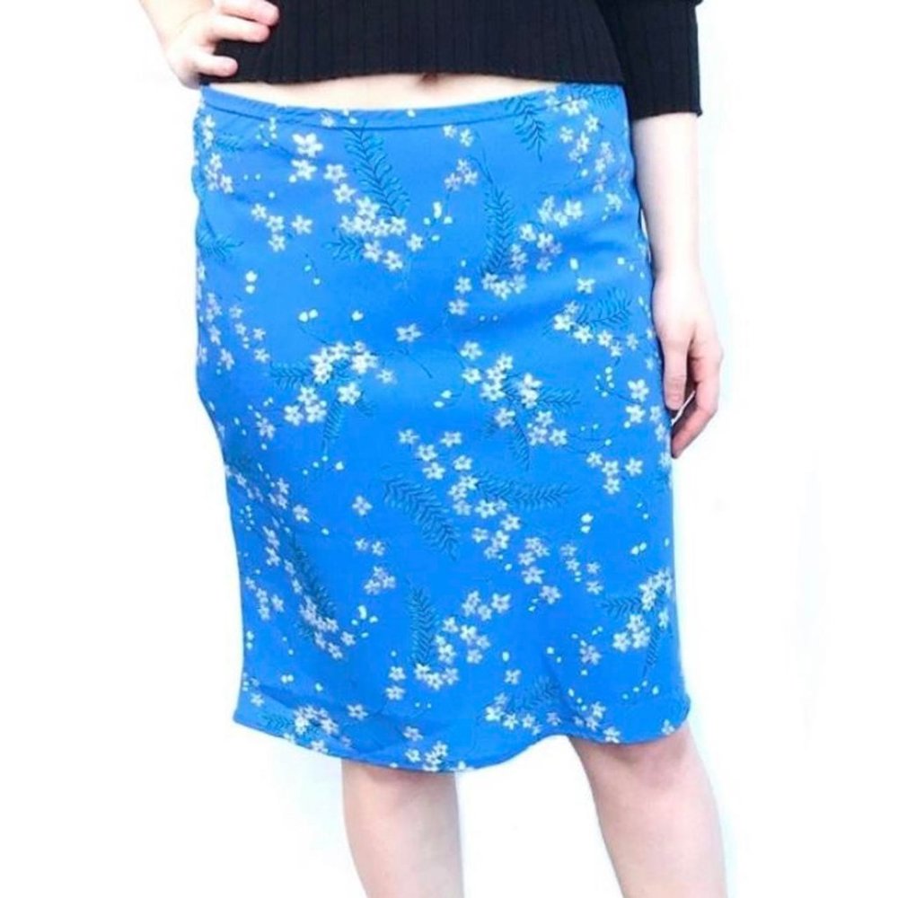 Y2K Cottagecore vintage coconut girl beach Hawaiian Blue white floral skirt